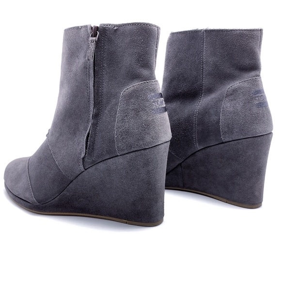 Toms Desert Gray Suede Wedge Booties 10 - Picture 5 of 8